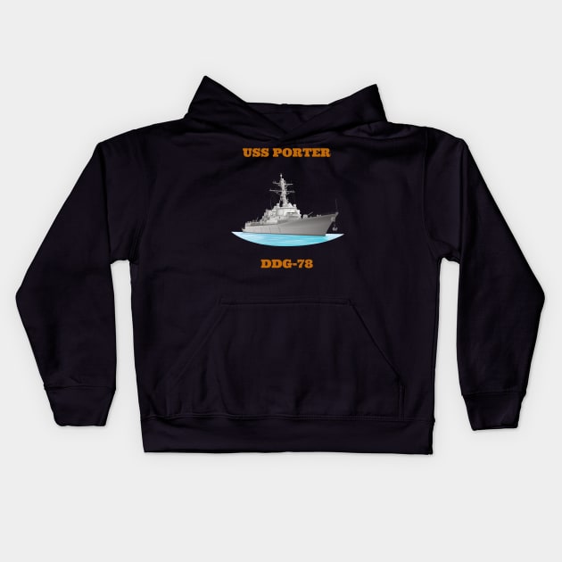 Porter DDG-78 Destroyer Ship Kids Hoodie by woormle